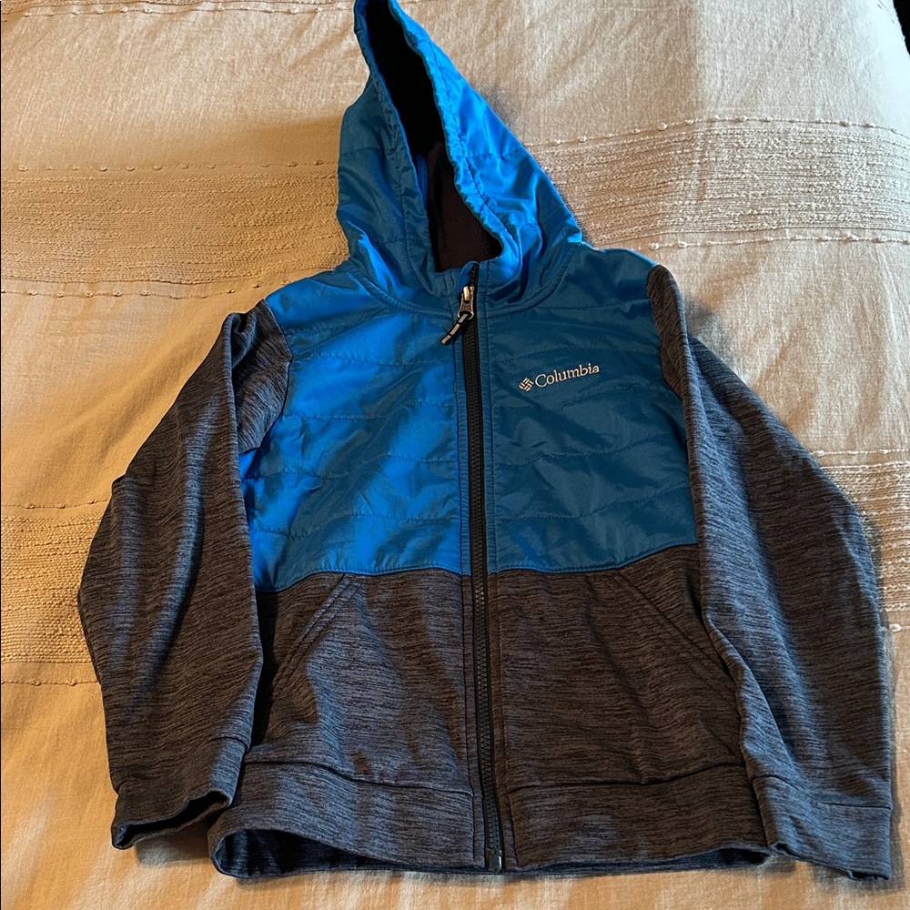 Columbia Kids Boys Two-Tone Blue Hoodie Zip Up Light weight jacket size small 8